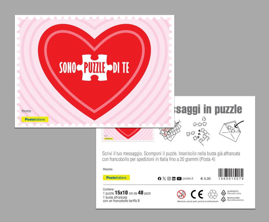 Tigullio: Poste celebra San Valentino con le cartoline puzzle -  LevanteNews